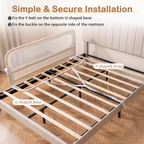 Foldable Bed Rail for Toddlers, 150/180/200 cm Long Adjustable Baby Bed Rail Guard with Removable Oxford Fabric Cover & Robust U-shaped Base