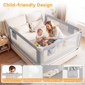 Bed Rail for Toddler, 195cm Vertical Lifting Bed Guardrail w/ Double Safety Lock
