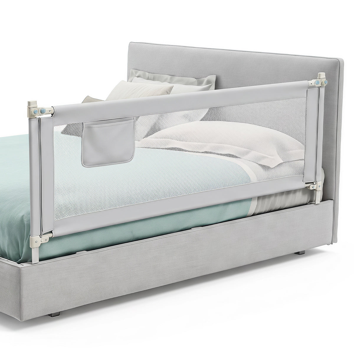 Bed Rail for Toddler, 195cm Vertical Lifting Bed Guardrail w/ Double Safety Lock