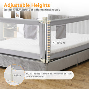 Bed Rail for Toddler, 195cm Vertical Lifting Bed Guardrail w/ Double Safety Lock
