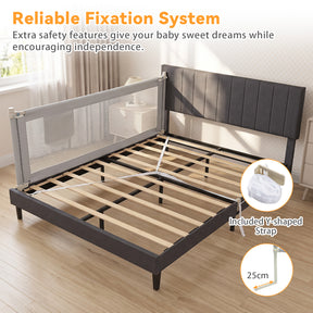 Bed Rail for Toddler, 195cm Vertical Lifting Bed Guardrail w/ Double Safety Lock