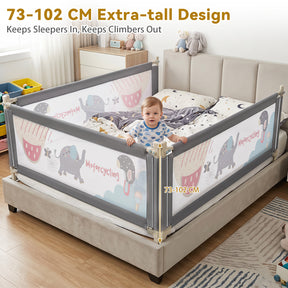 Bed Rail for Toddlers,  195cm Mesh Bed Guardrail w/Cute Patterns