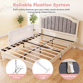 Swing Down Bed Guard with Adjustable Safety Strap for Single, Long/King Single, Double, Queen, King & Super King Beds, 1-Pack