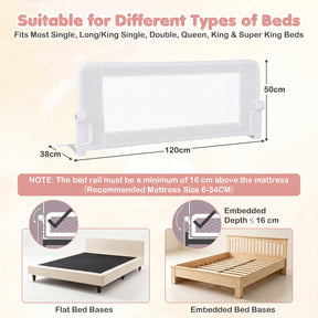 Swing Down Bed Guard with Adjustable Safety Strap for Single, Long/King Single, Double, Queen, King & Super King Beds, 1-Pack