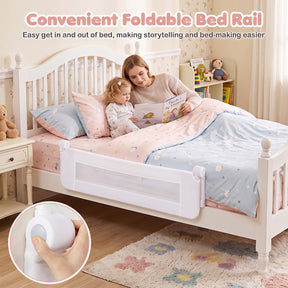 Swing Down Bed Guard with Adjustable Safety Strap for Single, Long/King Single, Double, Queen, King & Super King Beds, 1-Pack