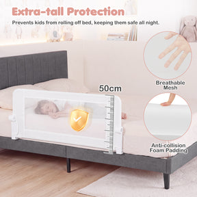 Swing Down Bed Guard with Adjustable Safety Strap for Single, Long/King Single, Double, Queen, King & Super King Beds, 1-Pack