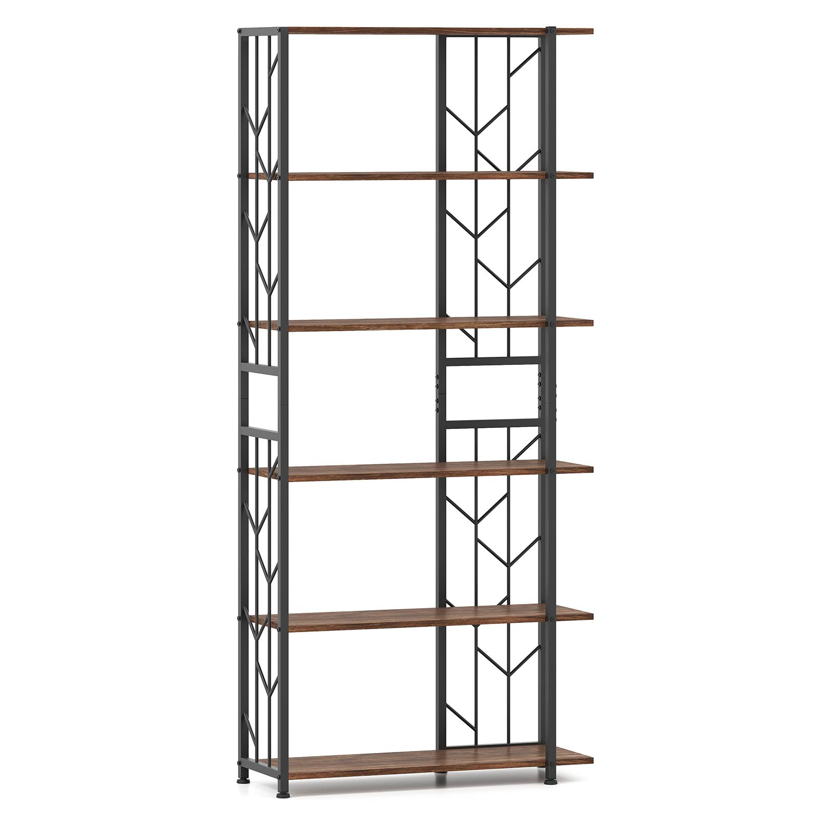 6-Tier Bookshelf Modern Geometric Bookcase