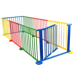 Baby Playpen 8 Panel Multicolors Wooden Frame Playard