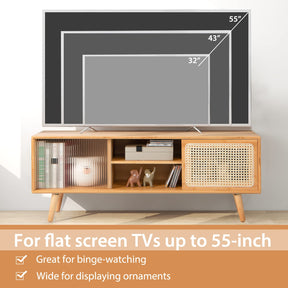 Giantex TV Stand for TVs up to 55", Bamboo Entertainment Center