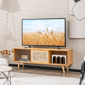 Giantex TV Stand for TVs up to 55", Bamboo Entertainment Center