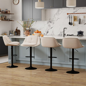 Bar Stools Set of 2 Modern Adjustable Chenille Upholstered Barstools with Footrests