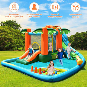 Jungle Bounce House Inflatable Castle with Water Slides