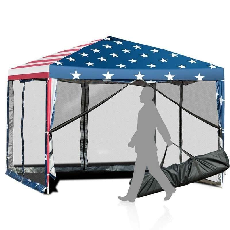 10’ x 10' Pop-up Canopy Tent With American Flag Style
