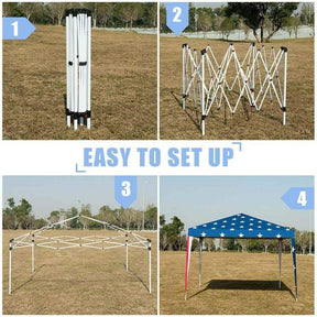10’ x 10' Pop-up Canopy Tent With American Flag Style