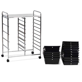 15-Drawer Storage Drawer Cart Tools Scrapbook Paper Organizer Cart Office School Utility Cart Rolling Storage Cart with Wheels