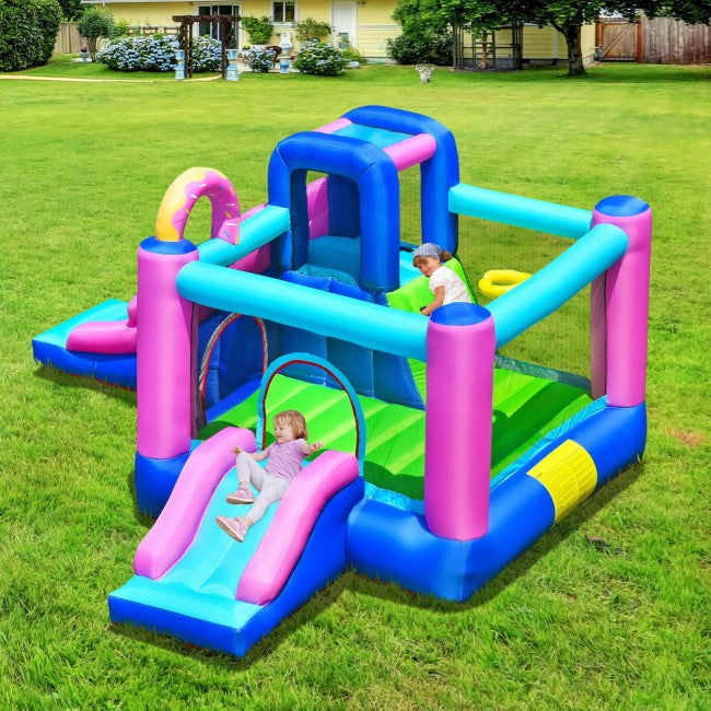 Bounce House Kids Inflatable Jumper with Dual Slides and Climbing Wall