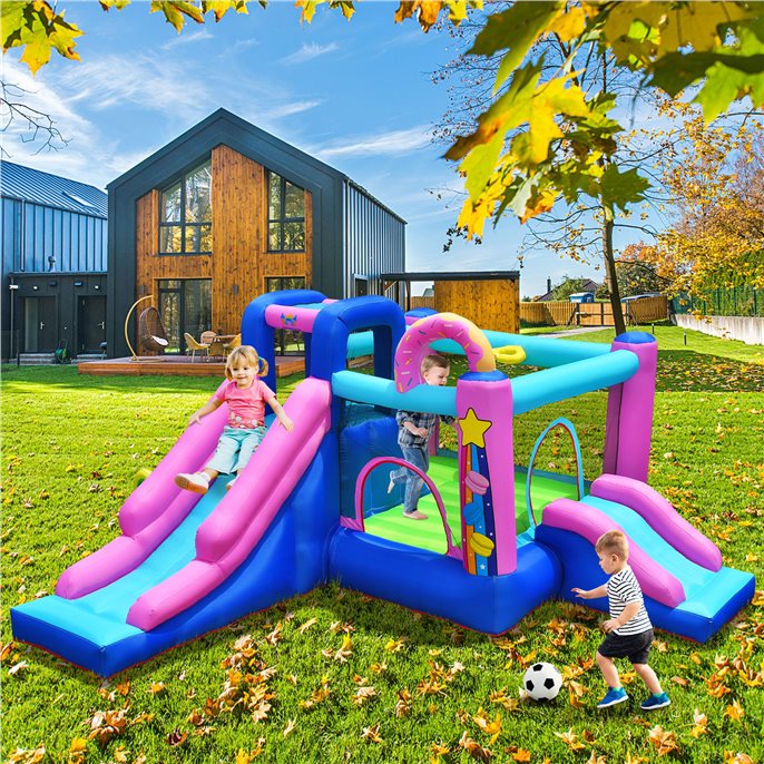 Bounce House Kids Inflatable Jumper with Dual Slides and Climbing Wall