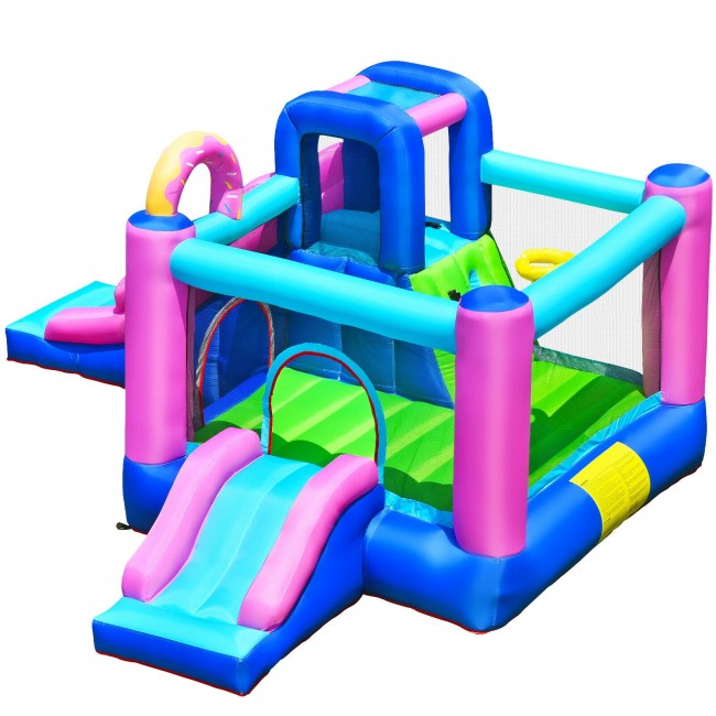Bounce House Kids Inflatable Jumper with Dual Slides and Climbing Wall