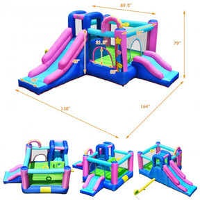 Bounce House Kids Inflatable Jumper with Dual Slides and Climbing Wall