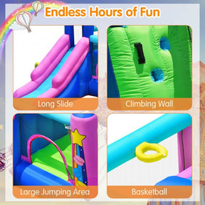 Bounce House Kids Inflatable Jumper with Dual Slides and Climbing Wall