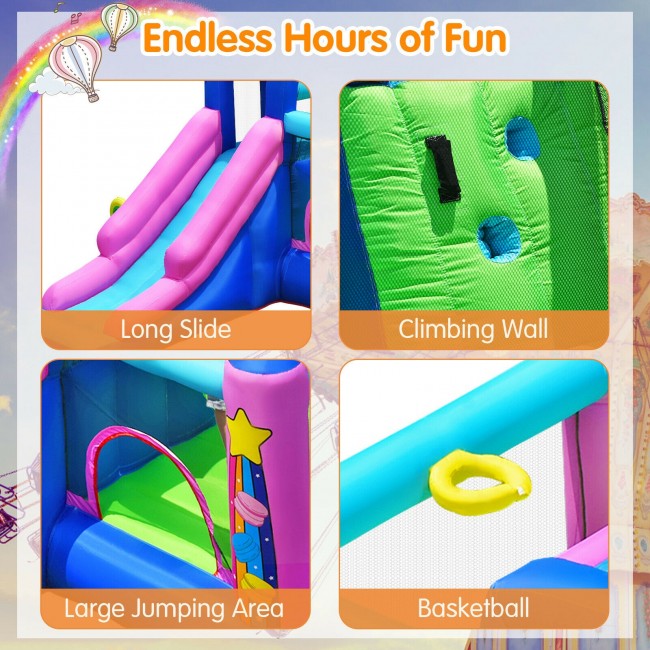 Bounce House Kids Inflatable Jumper with Dual Slides and Climbing Wall