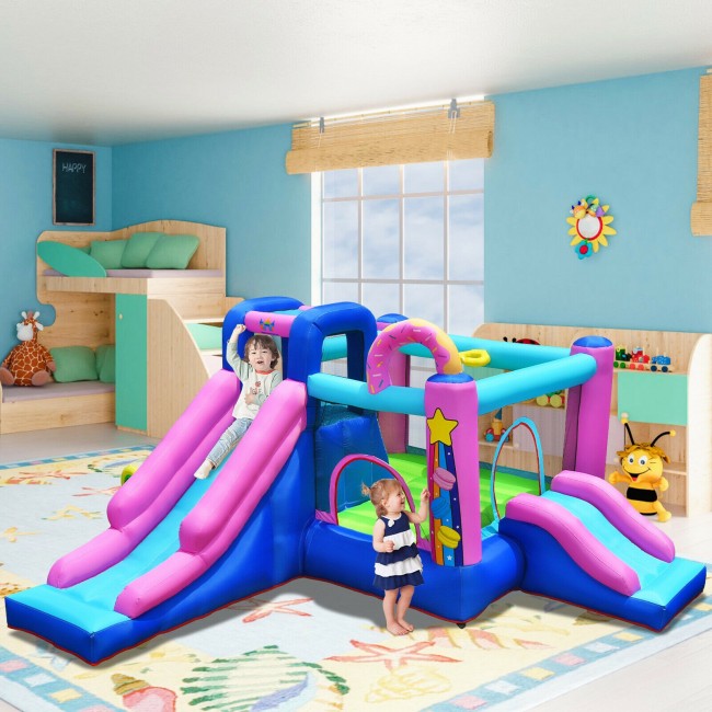 Bounce House Kids Inflatable Jumper with Dual Slides and Climbing Wall