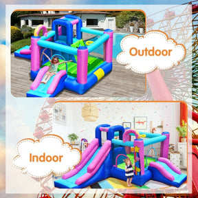Bounce House Kids Inflatable Jumper with Dual Slides and Climbing Wall