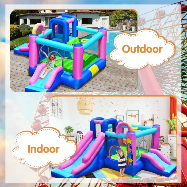 Bounce House Kids Inflatable Jumper with Dual Slides and Climbing Wall