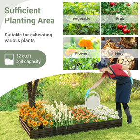 Metal Raised Garden Bed with Open-Ended Base, 8x4x1 FT Large Outdoor Metal Planter Box for Vegetable Fruit Herb Flower
