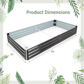 Metal Raised Garden Bed with Open-Ended Base, 8x4x1 FT Large Outdoor Metal Planter Box for Vegetable Fruit Herb Flower