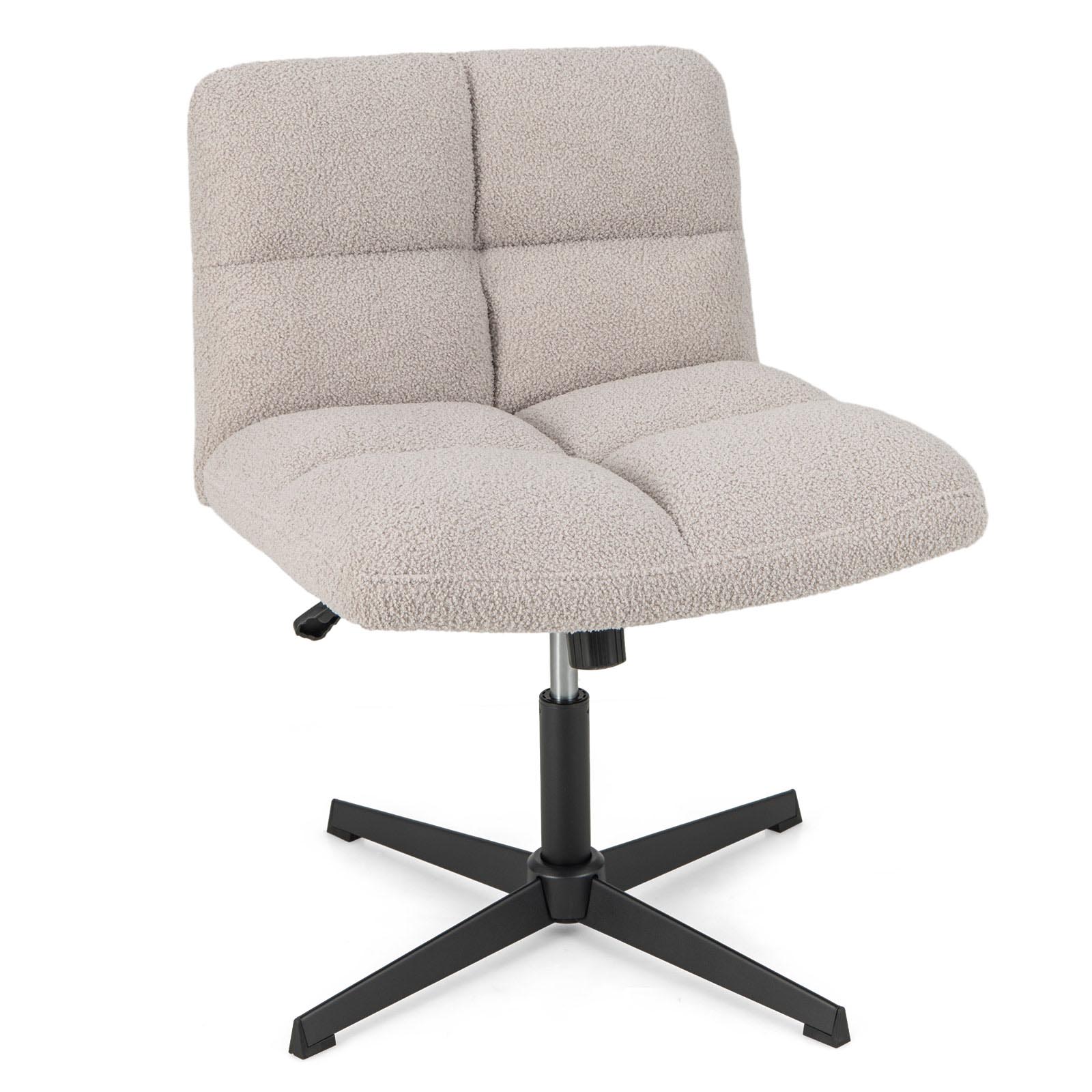 Giantex Cross Legged Office Chair Armless Office Desk Chair w/Imitation Lamb Fleece