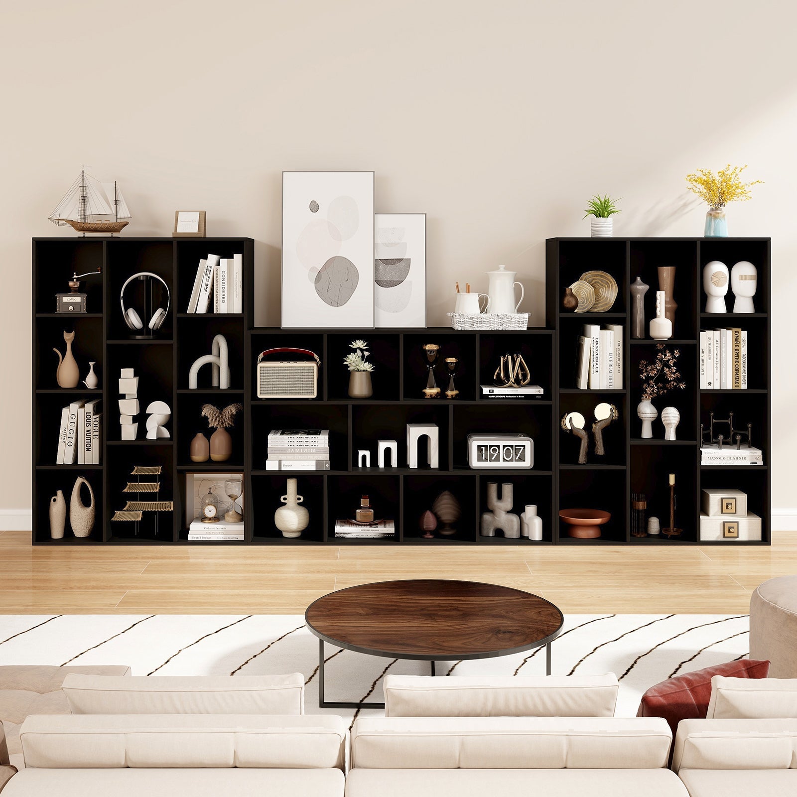 11-Cube Bookcase, Modern Geometric Bookshelf, Multifunctional Book Storage Organizer Display Cabinet with Anti-tipping Kits for Living Room, Bedroom, Study