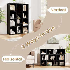 11-Cube Bookcase, Modern Geometric Bookshelf, Multifunctional Book Storage Organizer Display Cabinet with Anti-tipping Kits for Living Room, Bedroom, Study