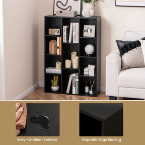 11-Cube Bookcase, Modern Geometric Bookshelf, Multifunctional Book Storage Organizer Display Cabinet with Anti-tipping Kits for Living Room, Bedroom, Study