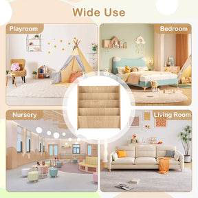 4-Tier Kids Wooden Bookshelf with Deep Compartments