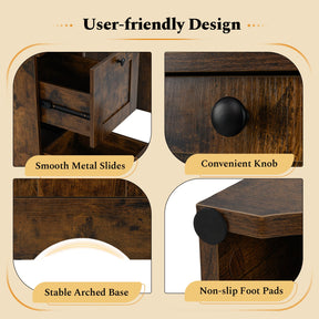 Giantex Computer Desk with Drawers, Home Office Desk with Charging Station, Modern Study Writing Desk with Cable Hole