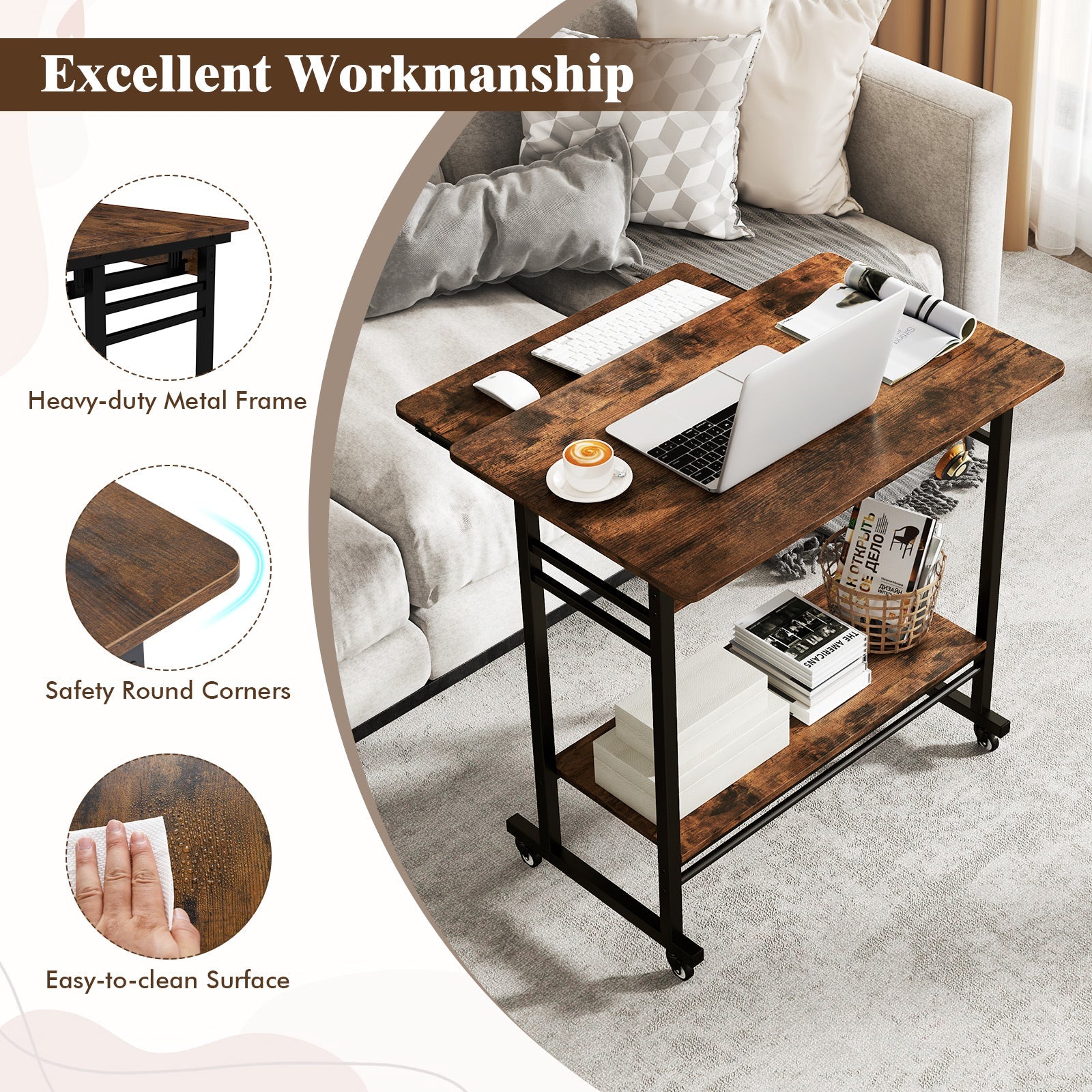 Giantex Mobile Computer Desk w/Keyboard Tray