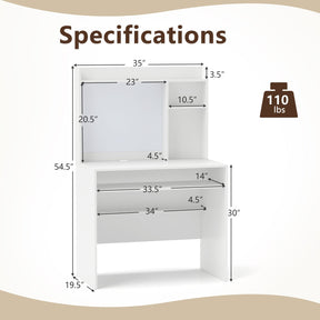 Computer Desk w/ Magnetic Bulletin Board, Home Office Desk w/ Hutch & Keyboard Tray, Modern Writing Table