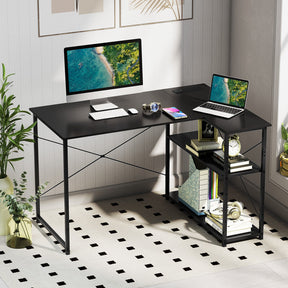 L-shaped Desk w/ Power Outlet Computer Desk Corner Gaming Desk for Home & Office