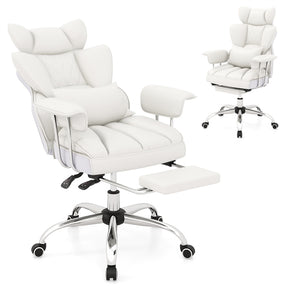 180 kg Big & Tall Office Chair, Executive Desk Chair w/ Retractable Footrest, Adjustable Height