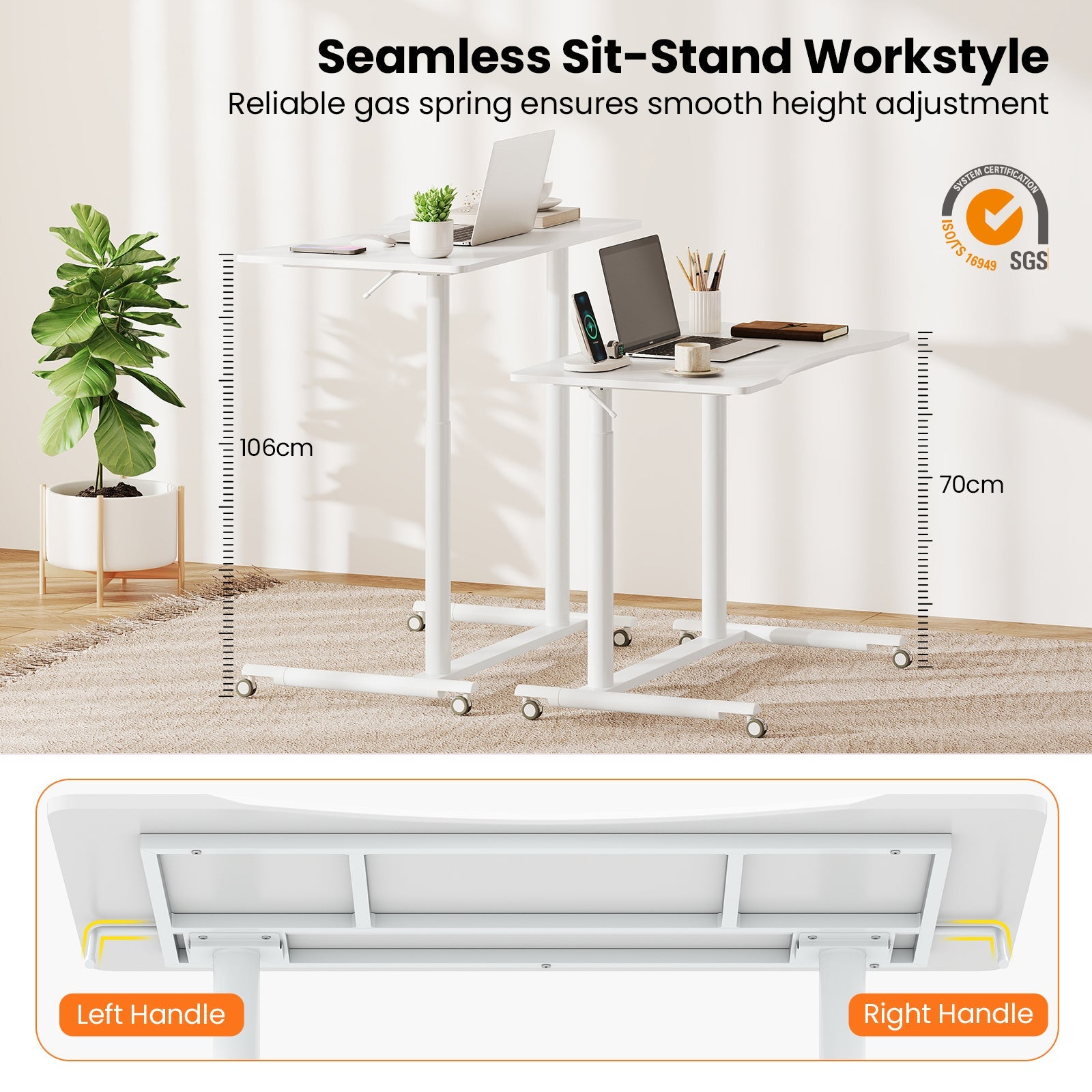 Height Adjustable Stand Desk Computer Workstation