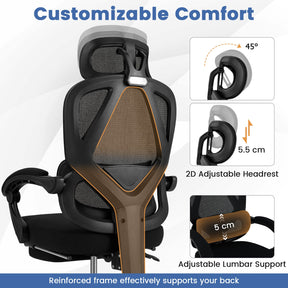 Ergonomic Office Chair High Back Mesh Desk Chair w/ Retractable Footrest