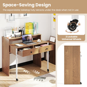 Extendable Computer Desk with 2 Storage Drawers