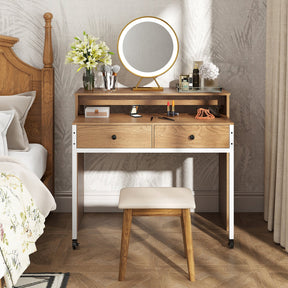 Extendable Computer Desk with 2 Storage Drawers