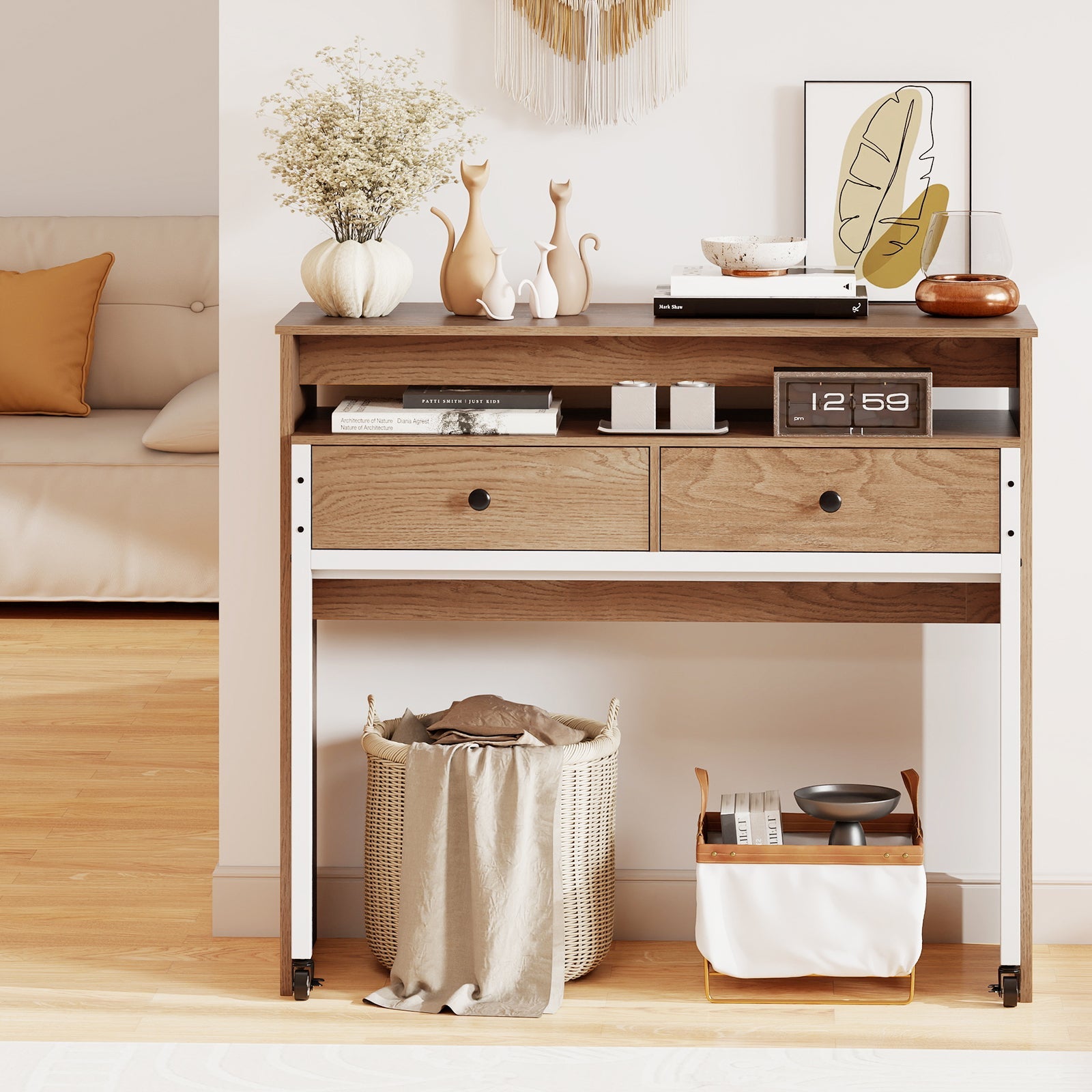 Giantex 100 CM Computer Desk, Modern Study Desk Working Table with Large Extendable Desktop