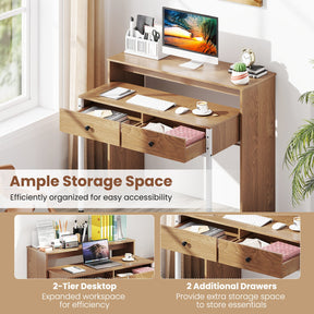 Extendable Computer Desk with 2 Storage Drawers