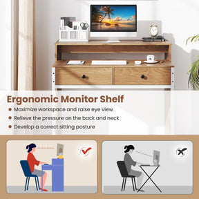 Extendable Computer Desk with 2 Storage Drawers