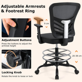 Height-adjustable Drafting Chair Swivel Task Chair Standing Desk Chair