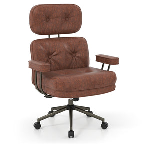 Ergonomic Home Office Chair, Mid Century Modern Suede Fabric Computer Desk Chair w/ Wide Tufted Seat