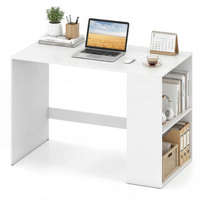 Computer Desk, 112cm Home Office Desk with 2-Tier Bookshelf